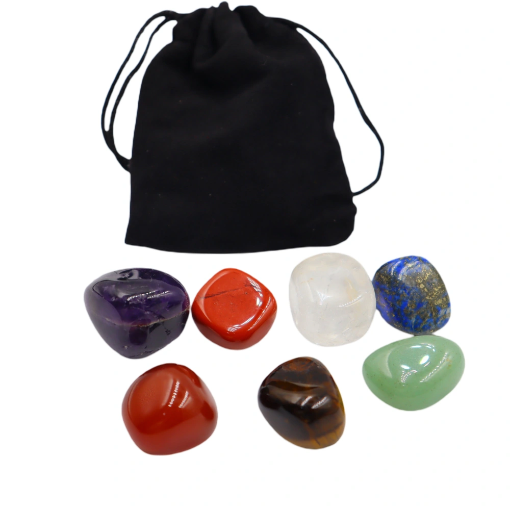 7Pcs Natural Crystal Stone with Storage Bag, Adjustable Drawstring