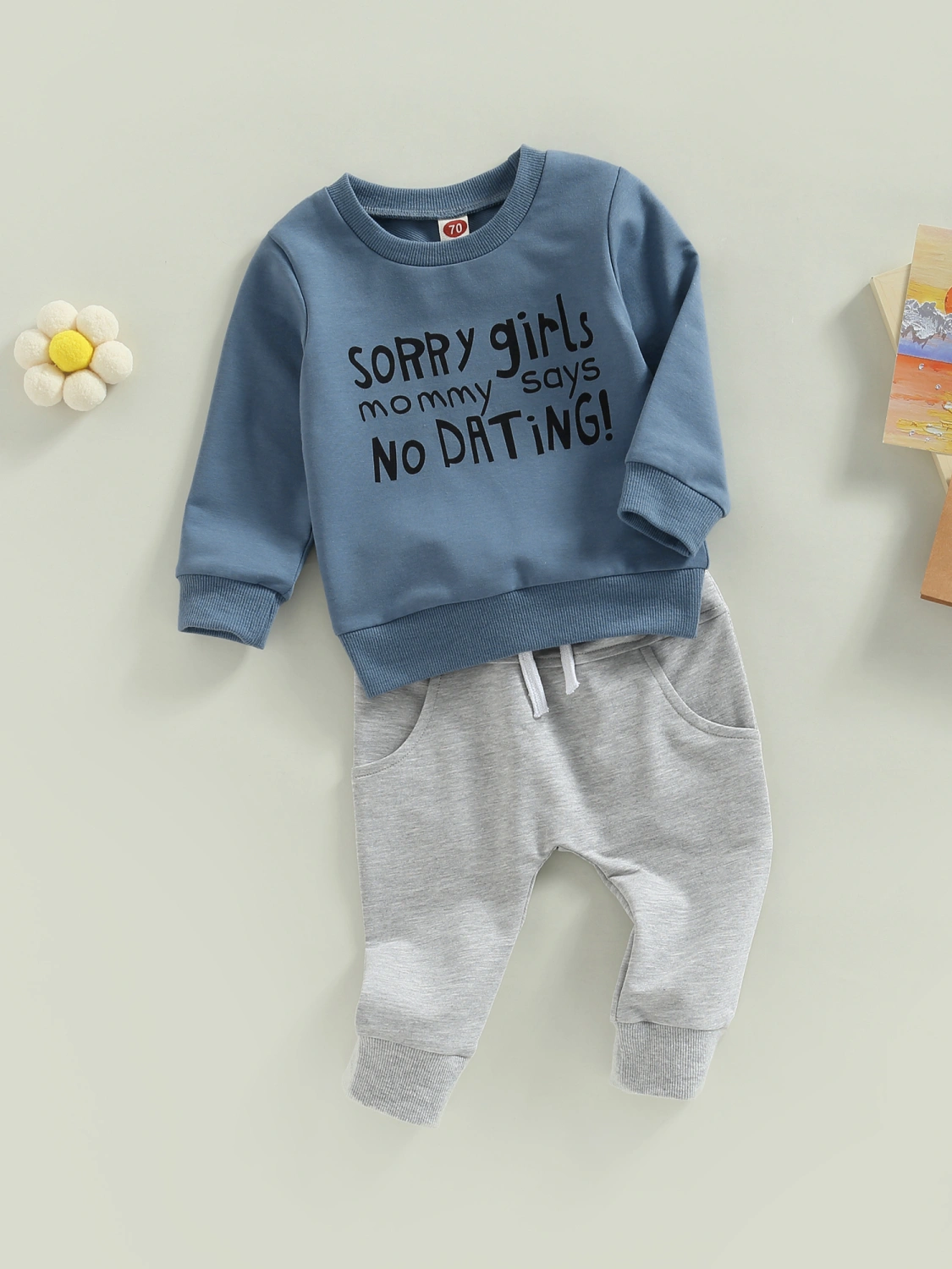 Toddler Baby 2Pcs Fall Outfits, Letter Pullover and Pocket Pants Set
