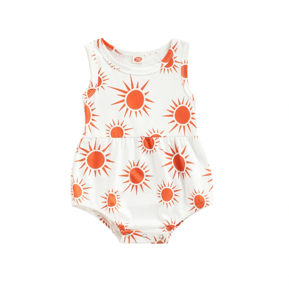 Baby Girls Boys Romper, Printing Sleeveless Round Collar Jumpsuit 