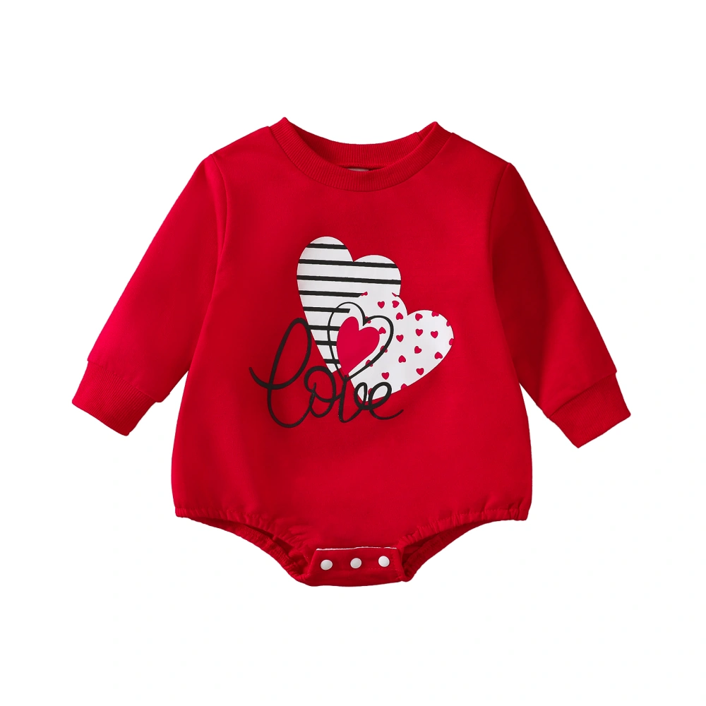 Valentine's Day Infant Romper Sweatshirts Letter Heart Print Bodysuit