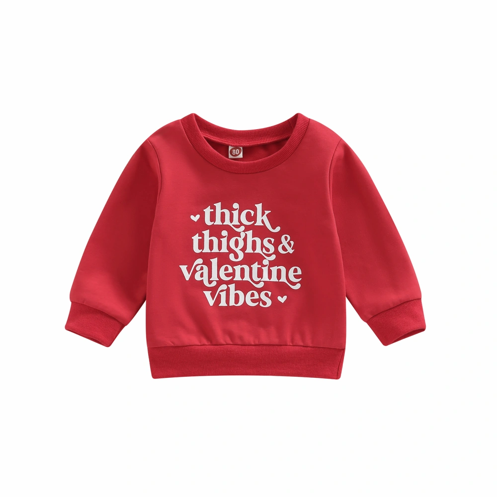 Baby Girls Sweatshirt, Long Sleeve Crew Neck Letters Print Pullover