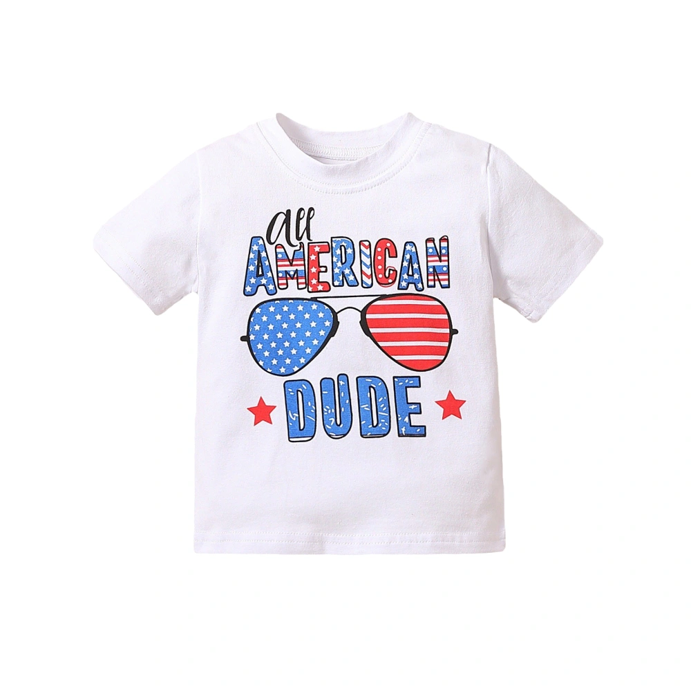 Independence Day Kids Boy T-shirt Glasses Printed Short Sleeve Shirt