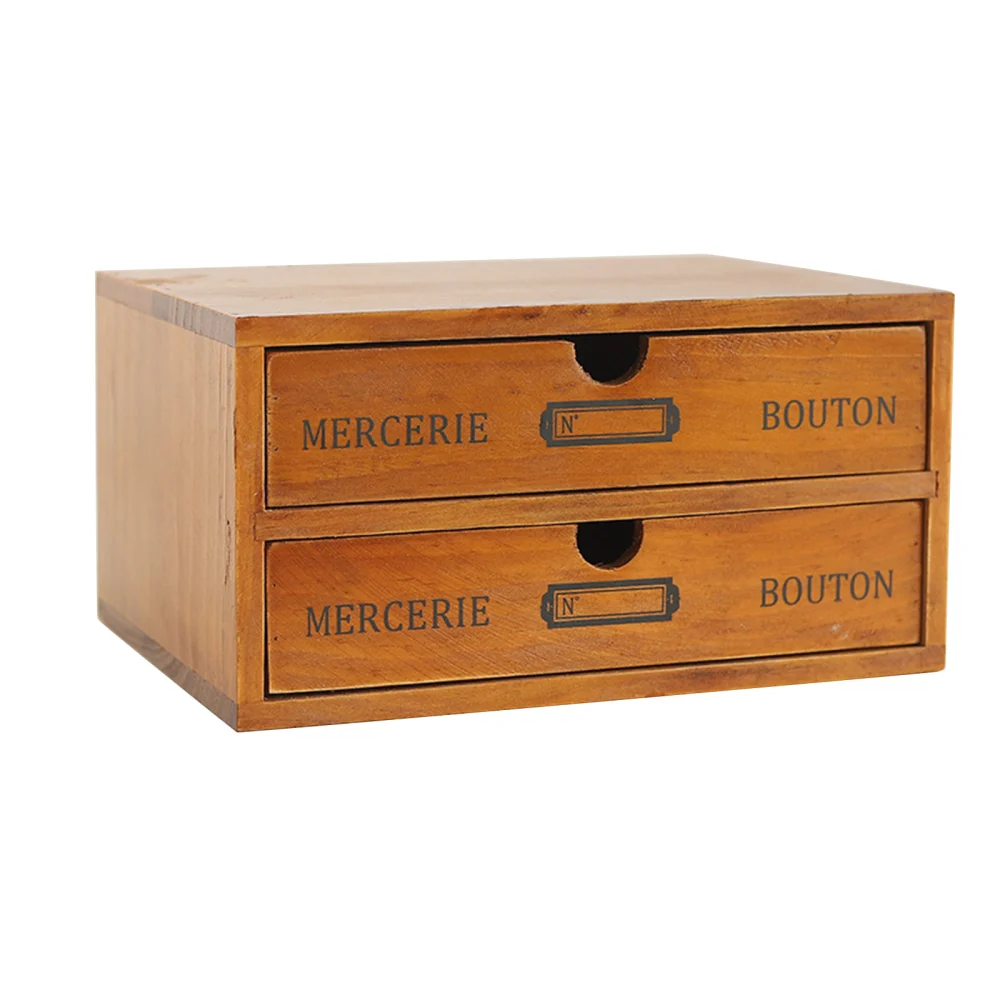 Wooden Drawer Storage, Vintage Style Office Desk Finishing Tool