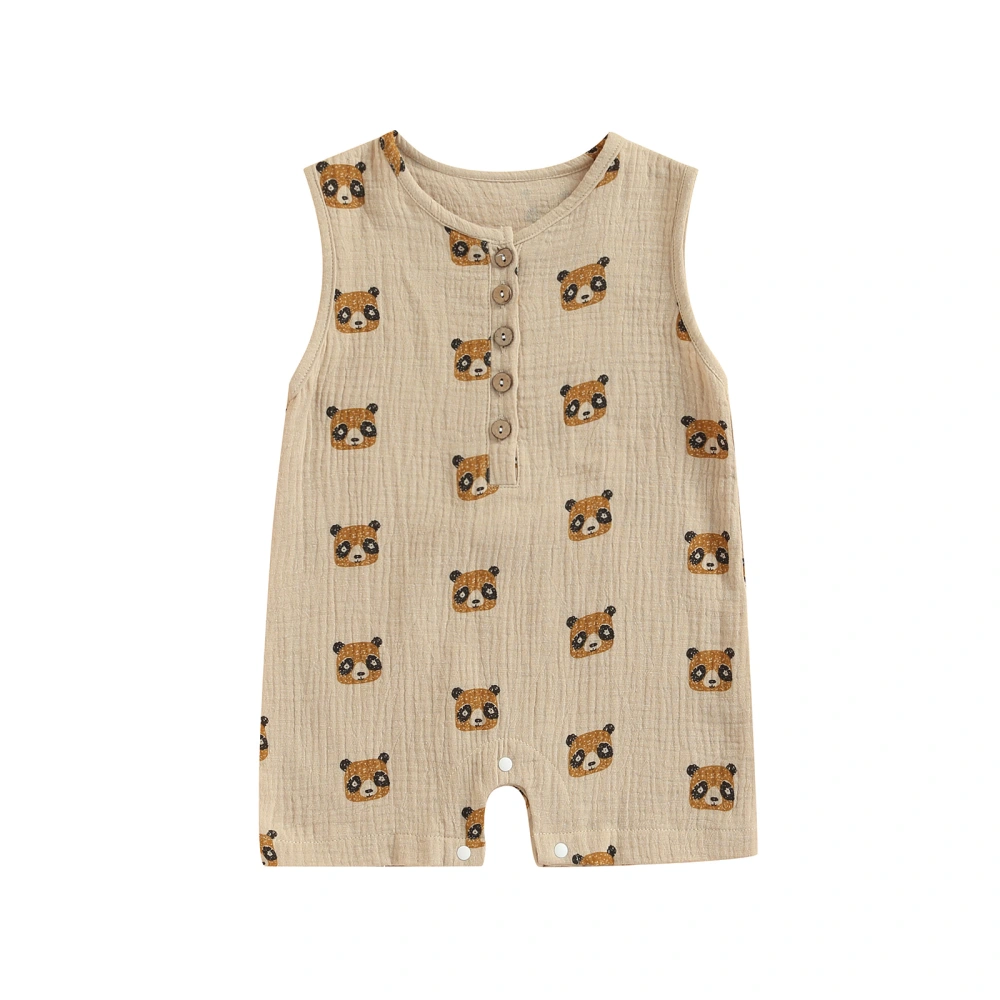 Newborn Baby Romper, Animal Pattern Printed Round Neck Playsuit 