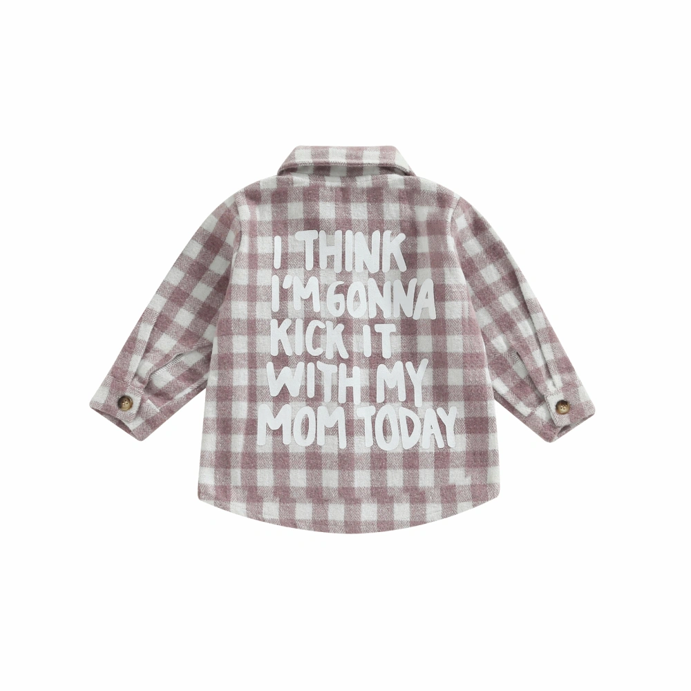 Kids Plaid Print Shirt, Long Sleeve Lapel Button Closure Blouse