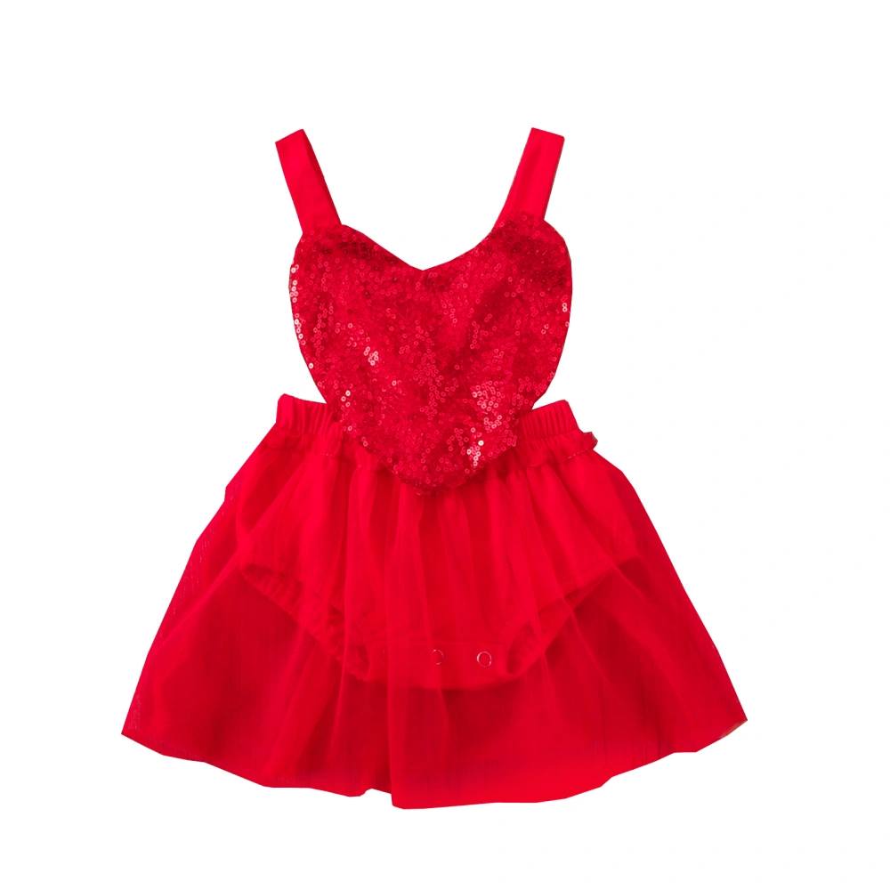 Baby Girls Valentine's Day Romper Infant Sequin Heart Bodysuit