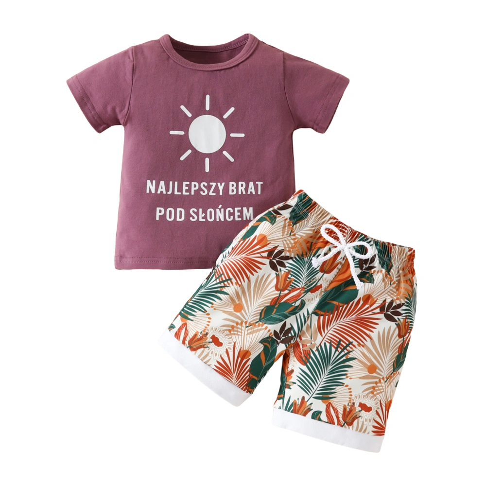 Toddler Girls Summer Outfit Letter Print T-shirt and Floral Shorts