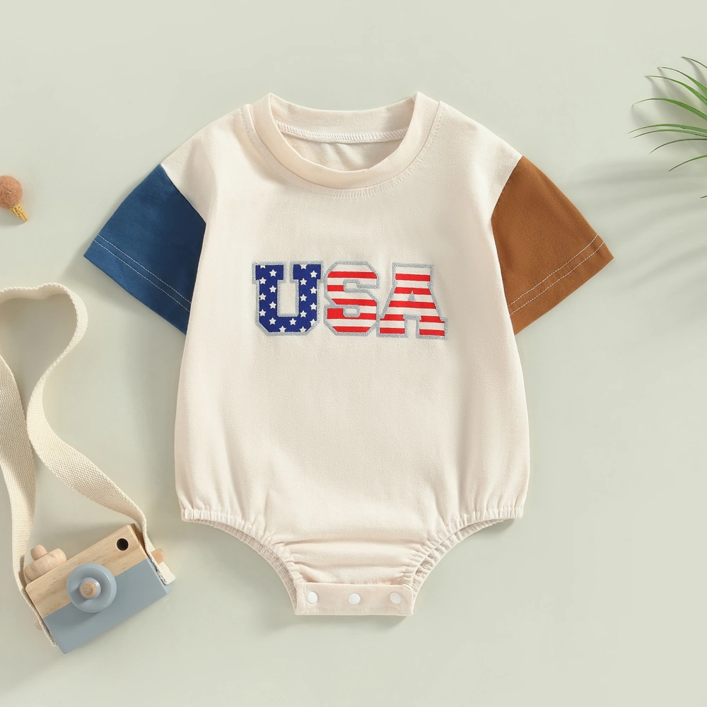 Independence Day Infant Baby Romper Contrast Color Letter Jumpsuits