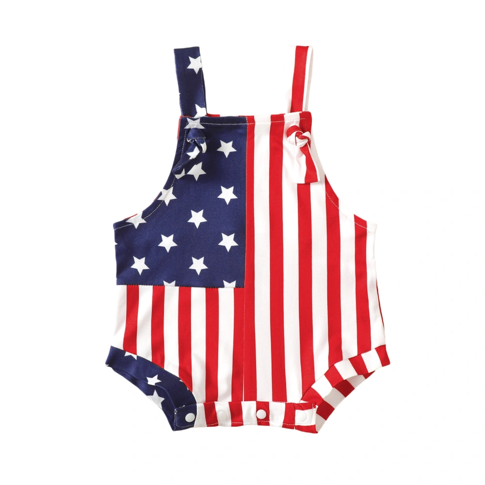 Baby 4th of July Romper, Stars and Stripes Print Bodysuit Overalls