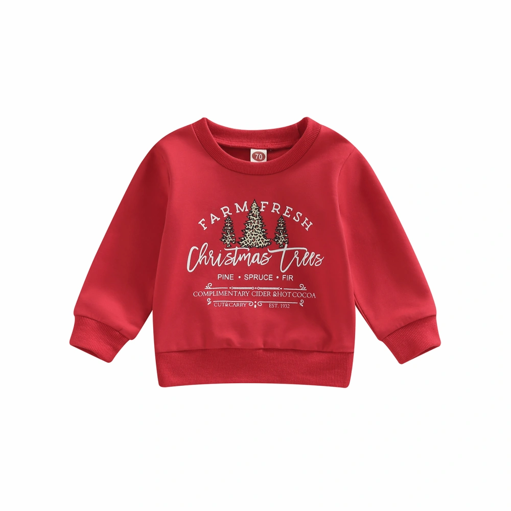 Toddler Baby Christmas Sweatshirt, Long Sleeve Leopard Tree Print Tops