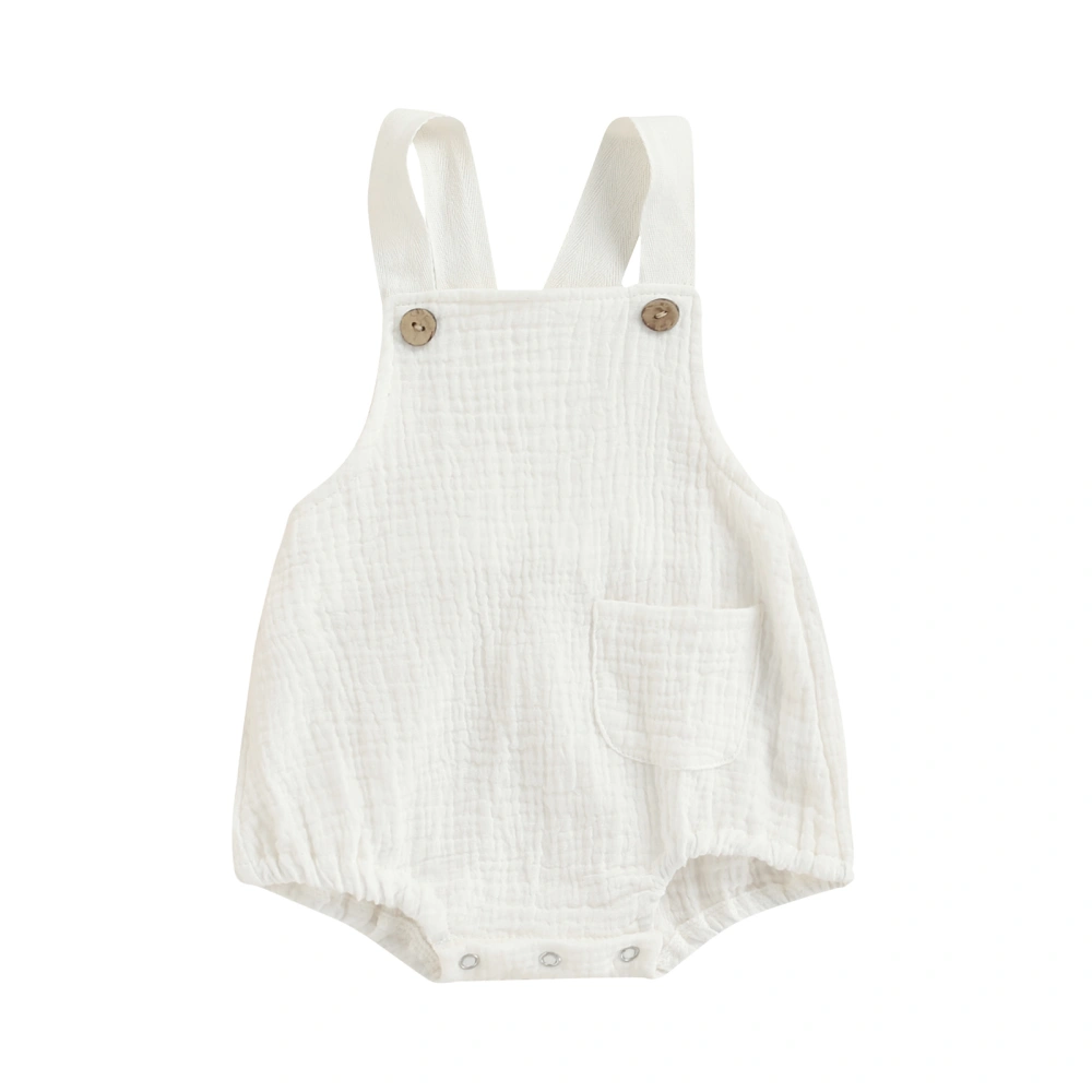 Infant Baby Sleeveless Romper, Pure Color One Pocket Short Bodysuit