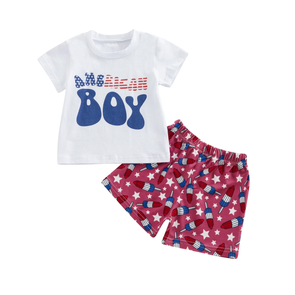 Independence Day Baby Boys Clothes Letter Print T-Shirts Shorts Set