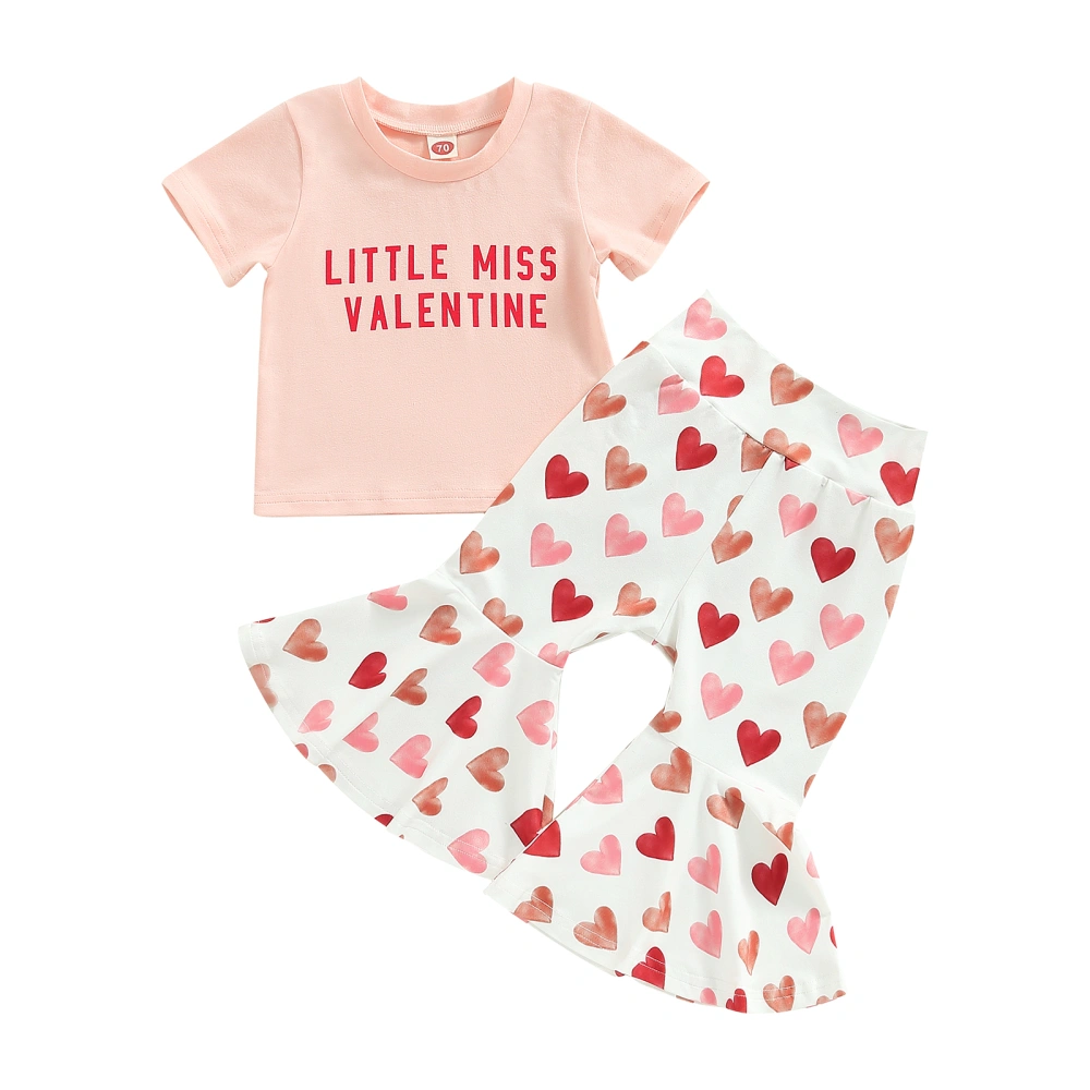 Valentine's Day Toddler Girls Clothes Set Letter Print Tops and Pants