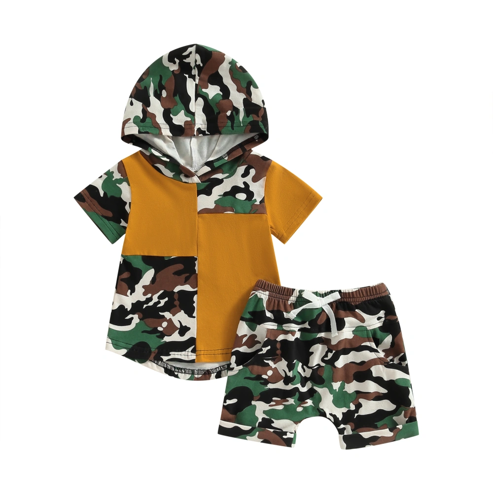 Infant Boy Summer Clothes Suits Contrast Color Camouflage Tops Shorts