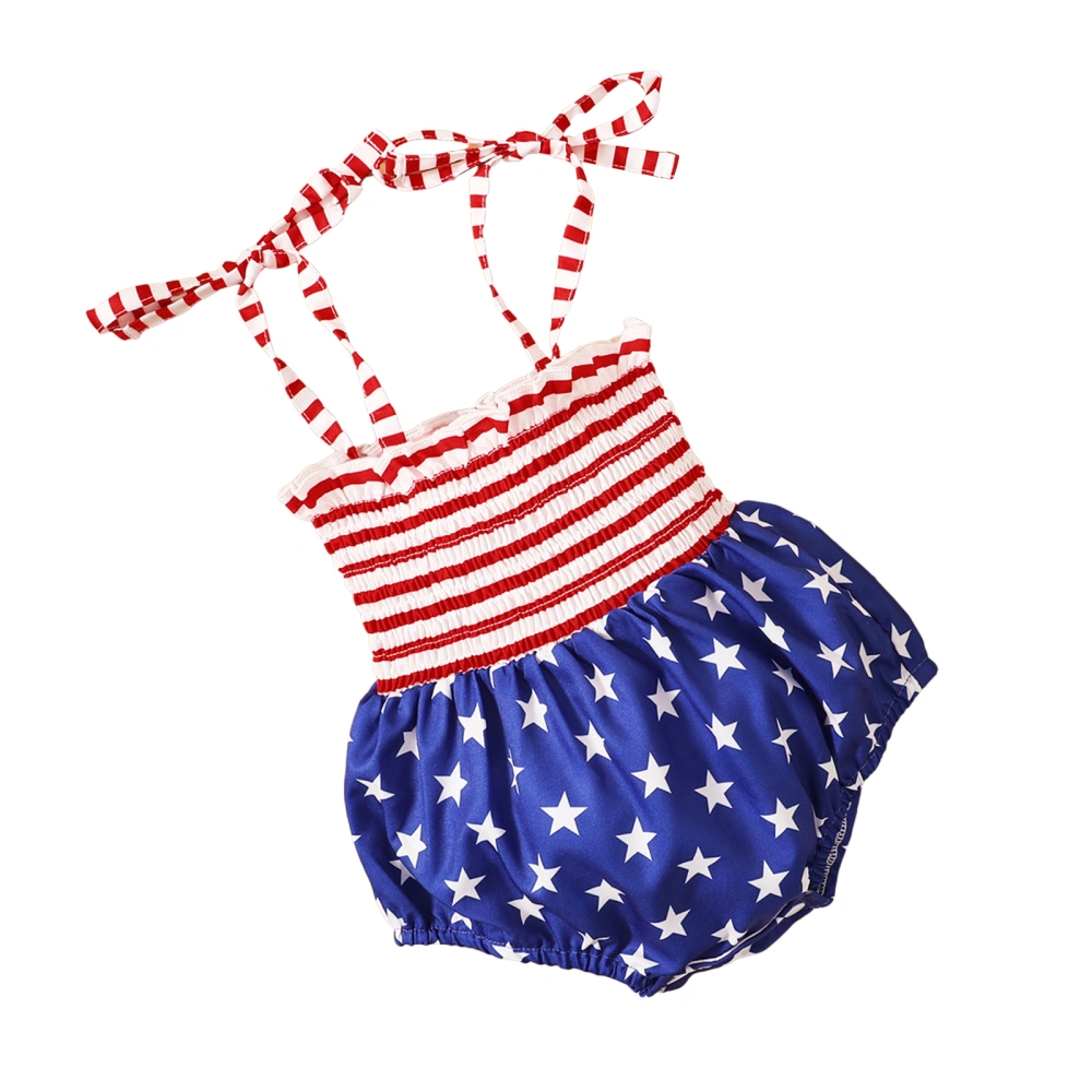 Infant Sleeveless Romper, Flag Print Celebrating Independence Day