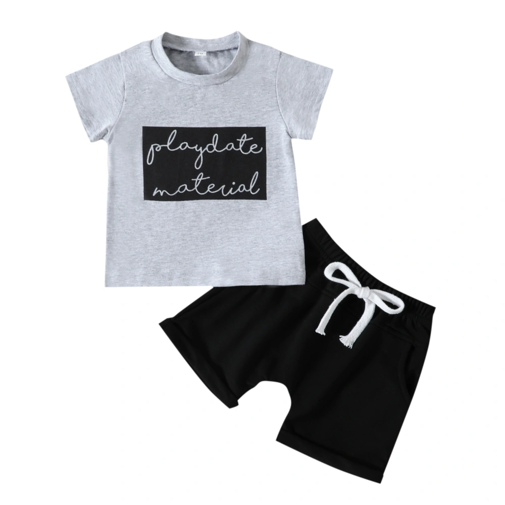 Baby Boys Shorts Set, Short Sleeve Letters Print T-shirt with Shorts