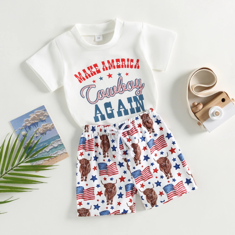 Independence Day Infant Clothes Suits Letter Print T-Shirts Shorts Set