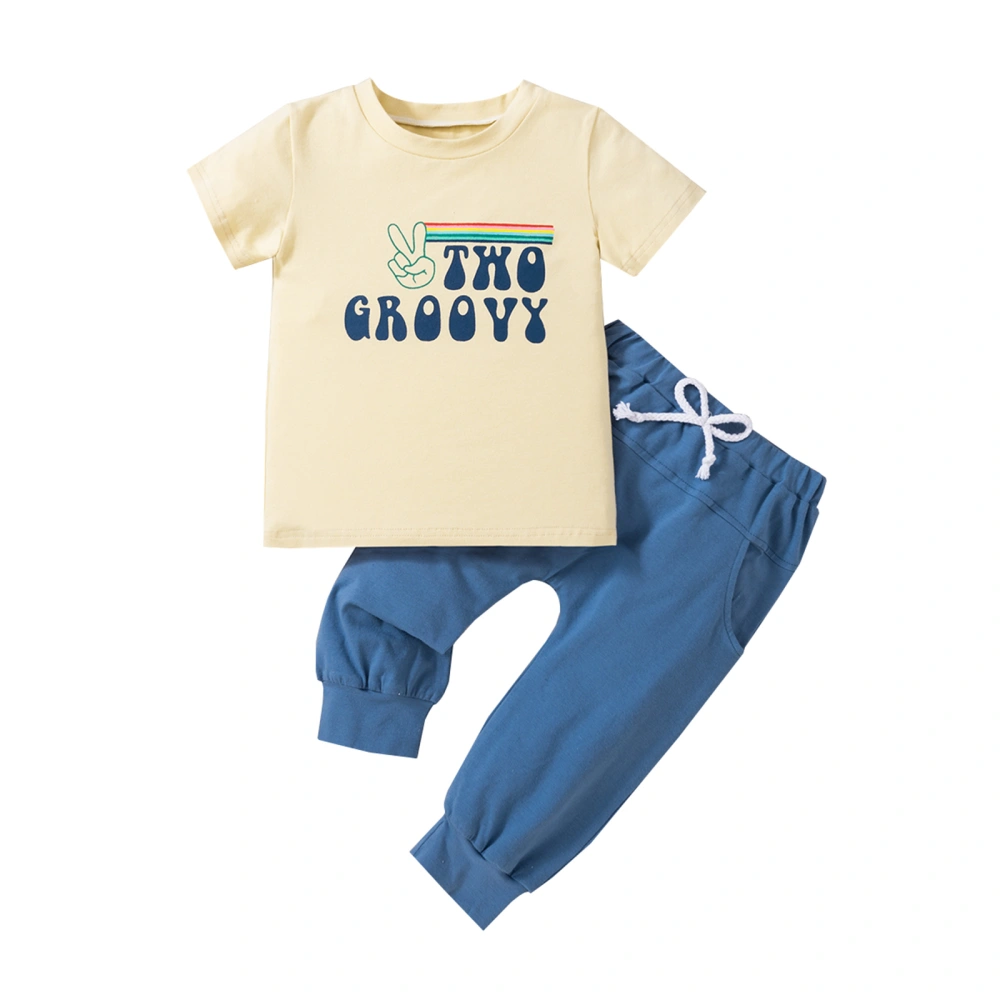 Baby Boys Summer Outfit Letter Print T-shirt and Elastic Sweatpants