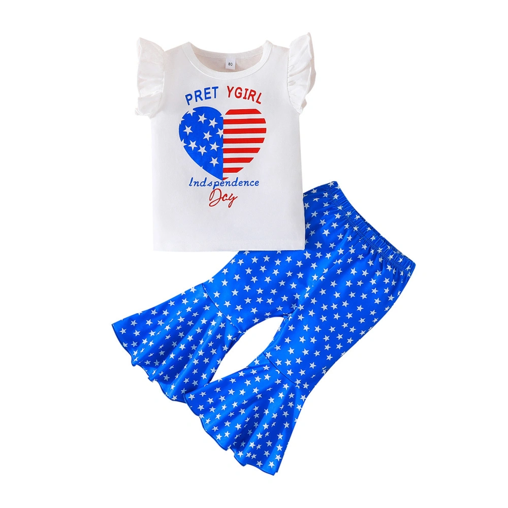 Independence Day Clothes Suits Letter Stars Stripe Print Tops Pants