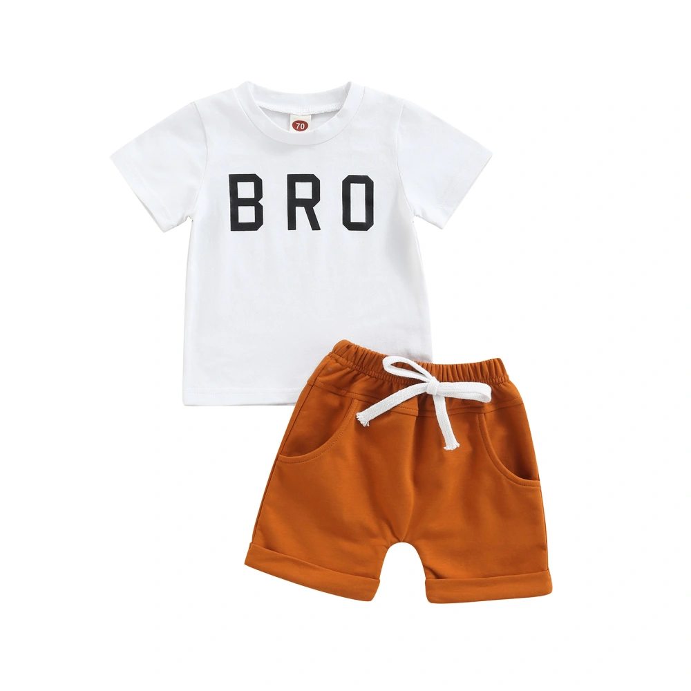 Baby Boy’s Letter Short Sleeve Tops and Solid Color Short Pants Set