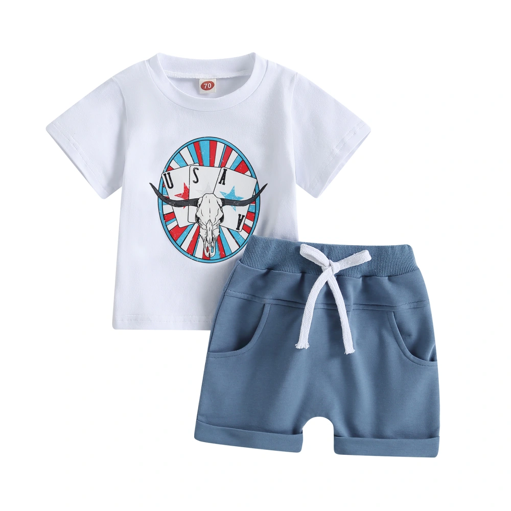 Independence Day Baby Boys Outfits Summer T-shirt and Elastic Shorts