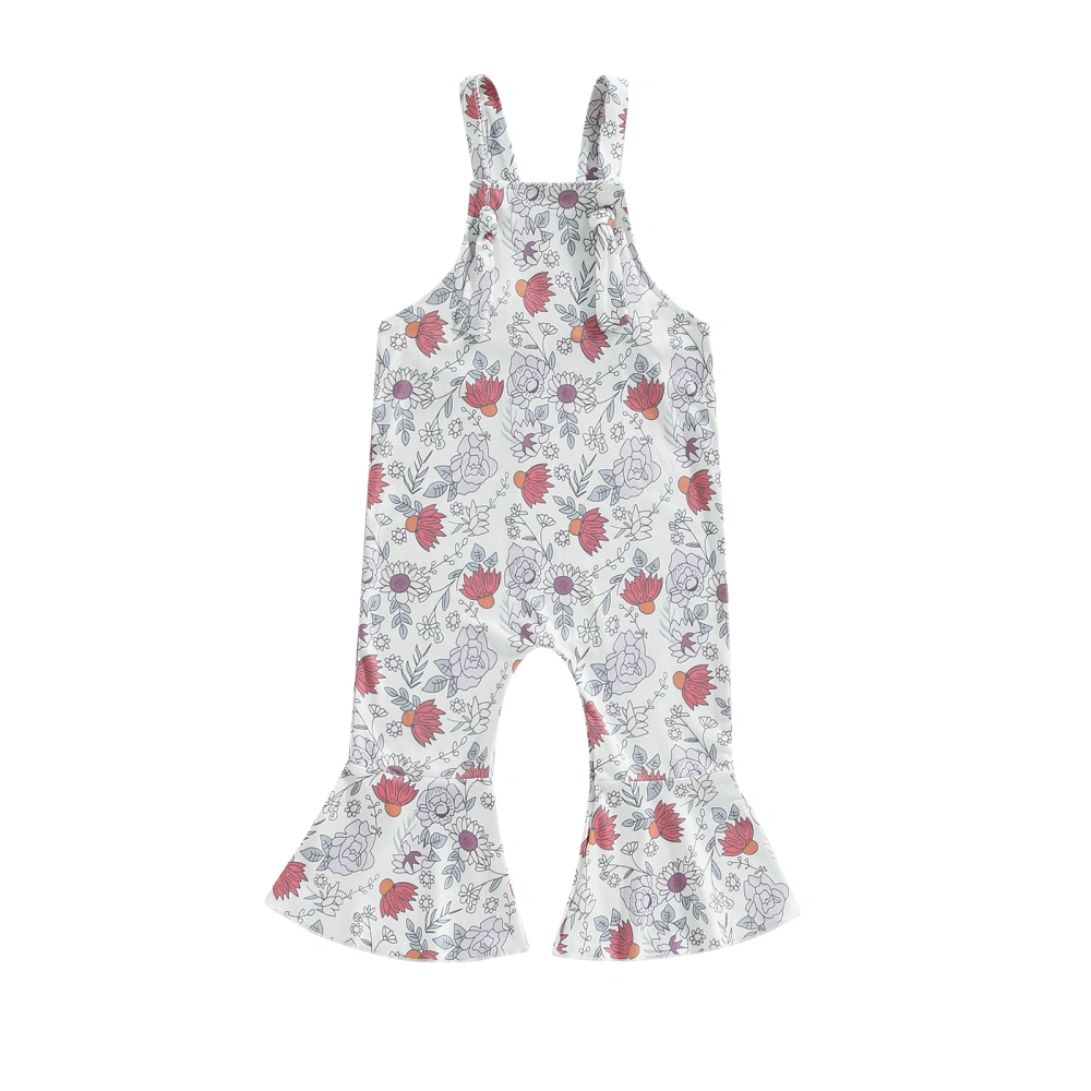 Toddler Girls Summe Sleeveless Briar Print Suspender Flared Pants