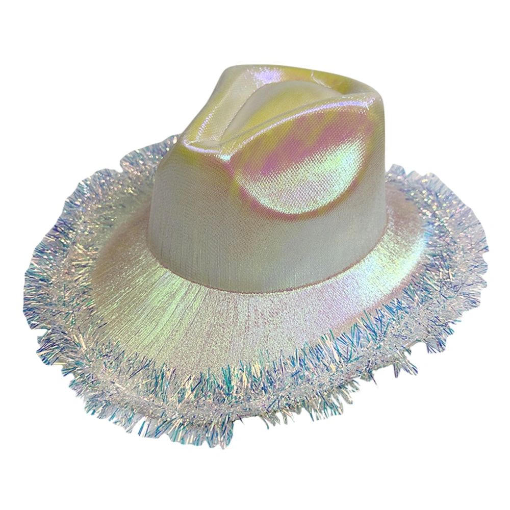 Women Cowboy Hat, Soft Wide Brim Pearl Lustre Patchwork Western Cap