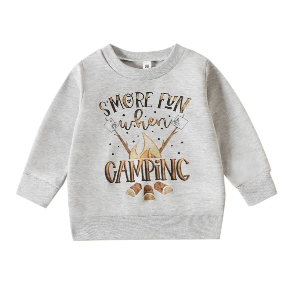 Boys Girls Sweatshirt, Long Sleeve Letters Campfire Print Pullover