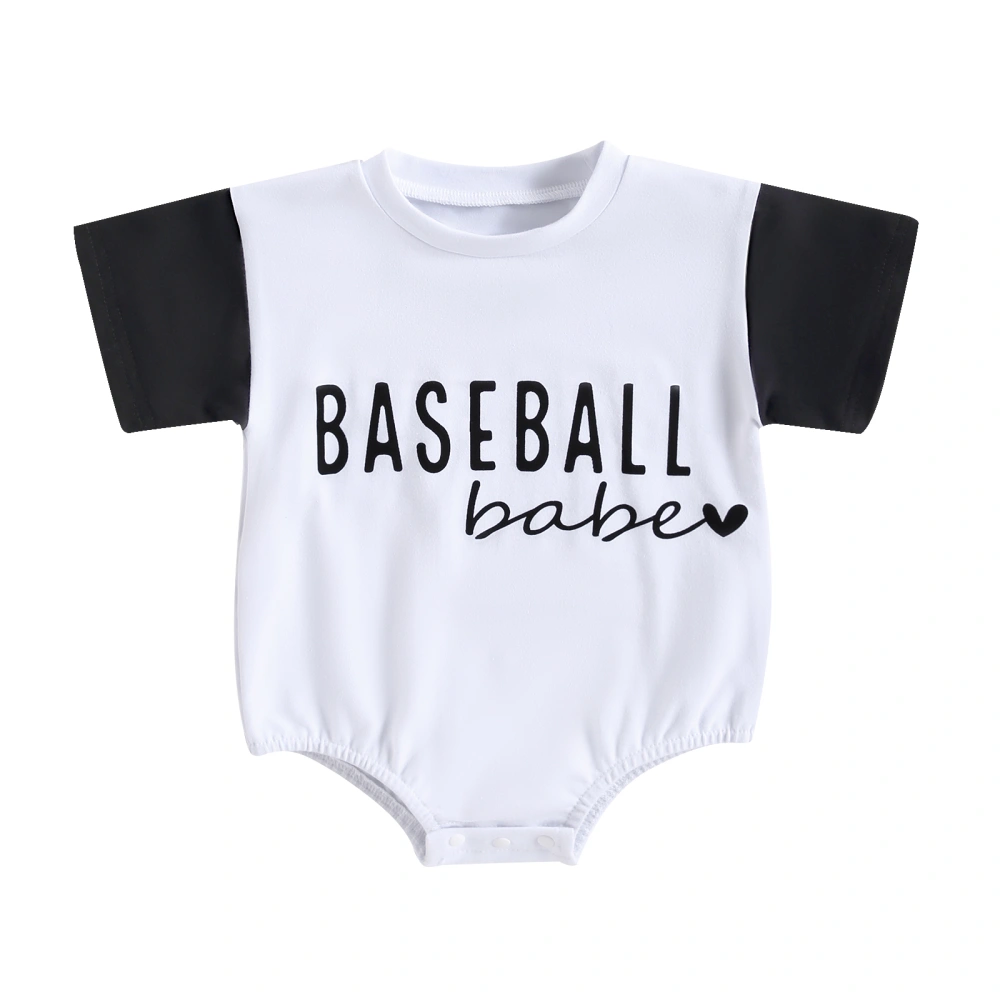 Baby Boy Romper, Short Sleeve Crew Neck Letters Print Summer Bodysuit