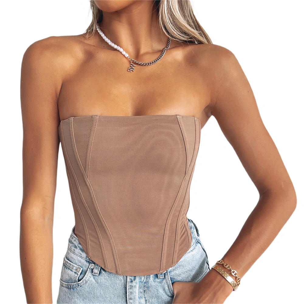 Women Short Vest Tops Sleeveless Strapless Off Shoulder Casual Shirt  