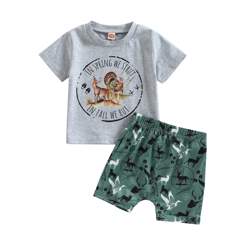 Baby Boys Summer Outfits Animal Print T-shirt and Elastic Shorts 