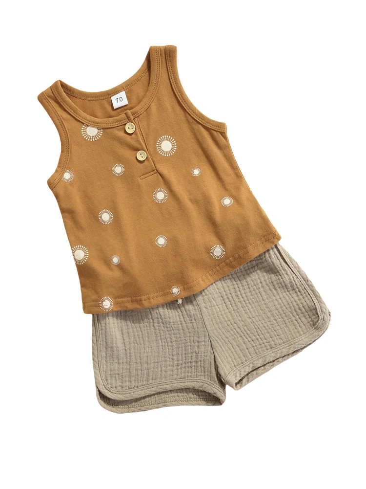 Baby Tank + Shorts, Vertical Stripes / Polka Dot, Elastic Waist