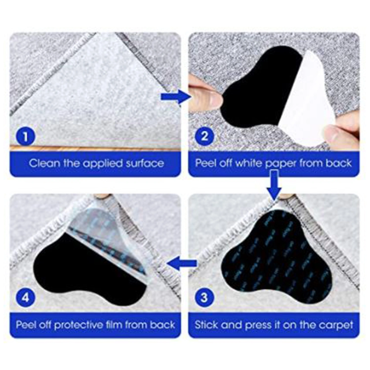 Rug Gripper Set, Anti-slip Reusable Double Sided Adhesive Tape