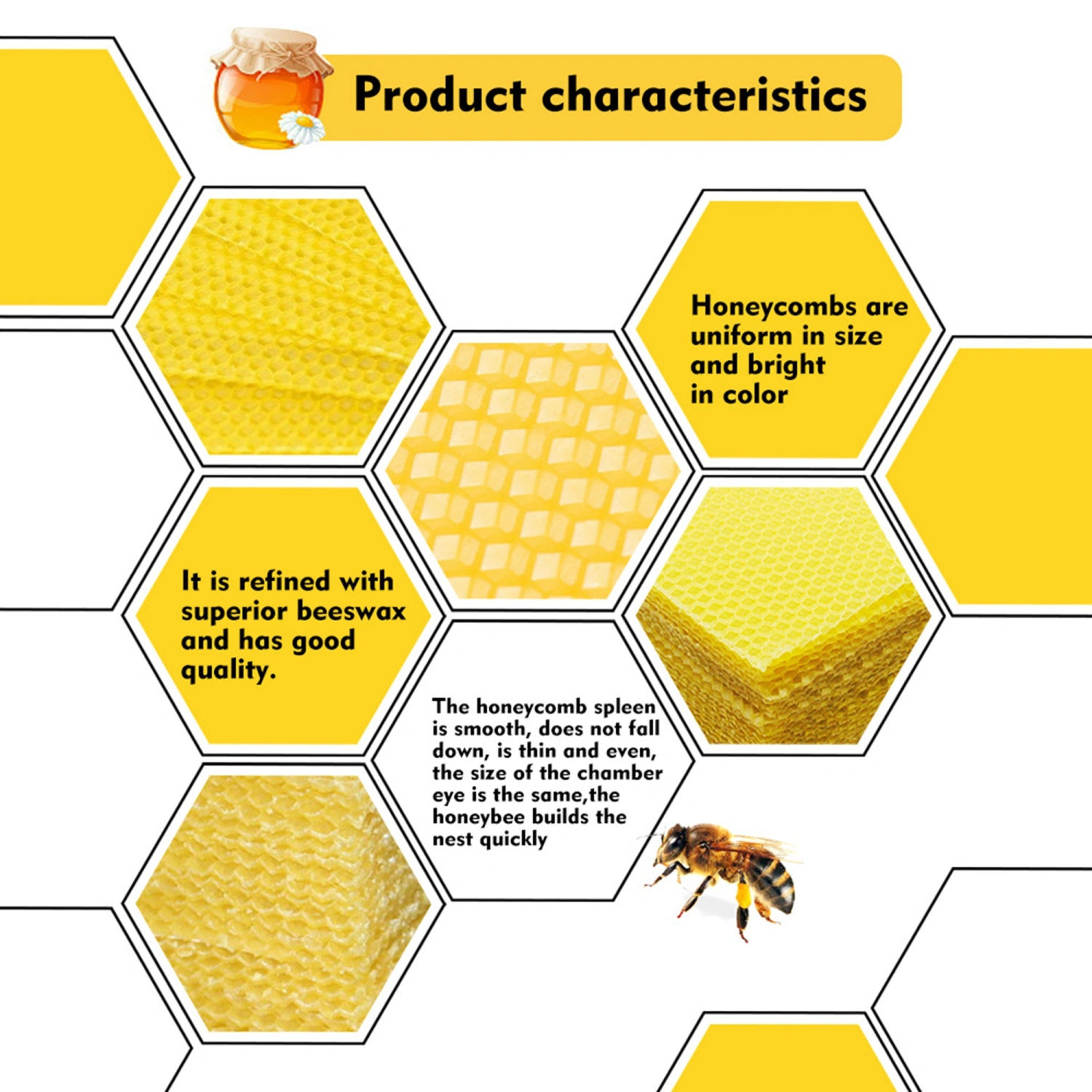 10Pcs Wax Foundation, Honeycomb Wired  Base Sheets Equipment