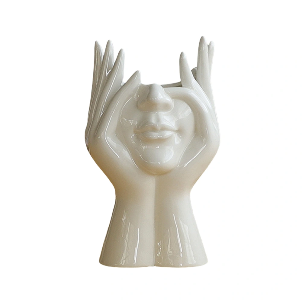 Ceramic Vases, Human Face Hands, Modern Abstract Sculpture