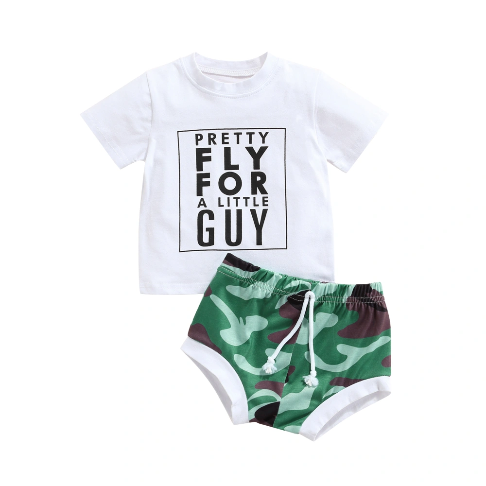 Baby Boys Clothes Set, Letter Print T-shirt + Camouflage Short Pants