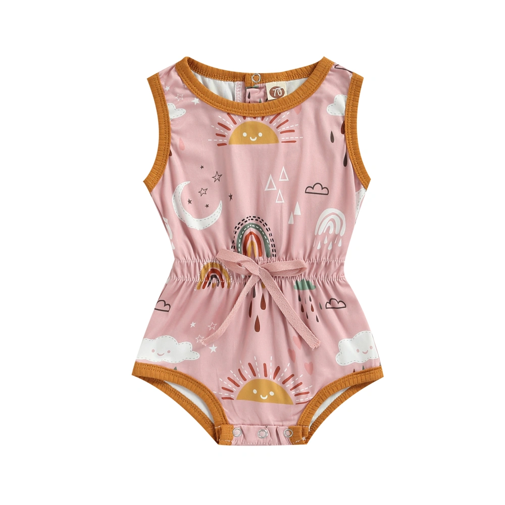 Baby Summer Jumpsuit, Sleeveless Round Neck Romper Rainbow Bodysuit 