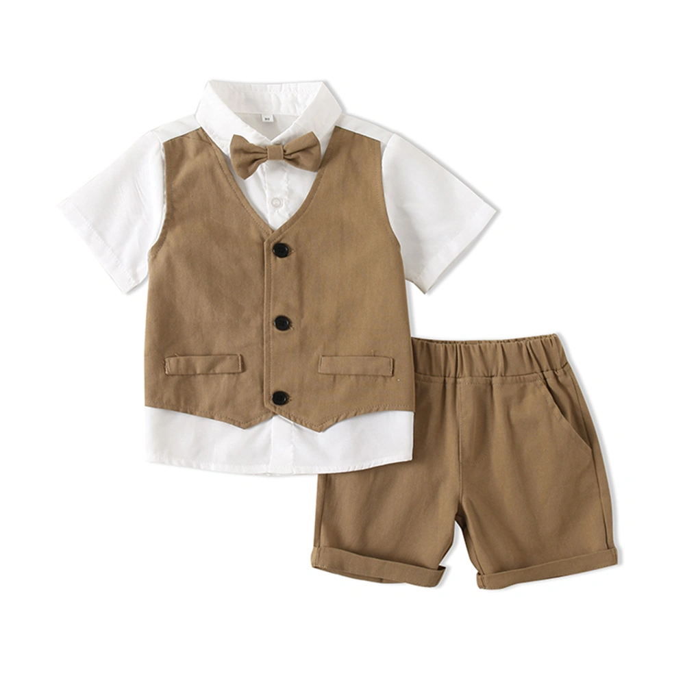 Kids Boys Gentleman Clothes Outfits Patchwork Blazer Shirts Shorts