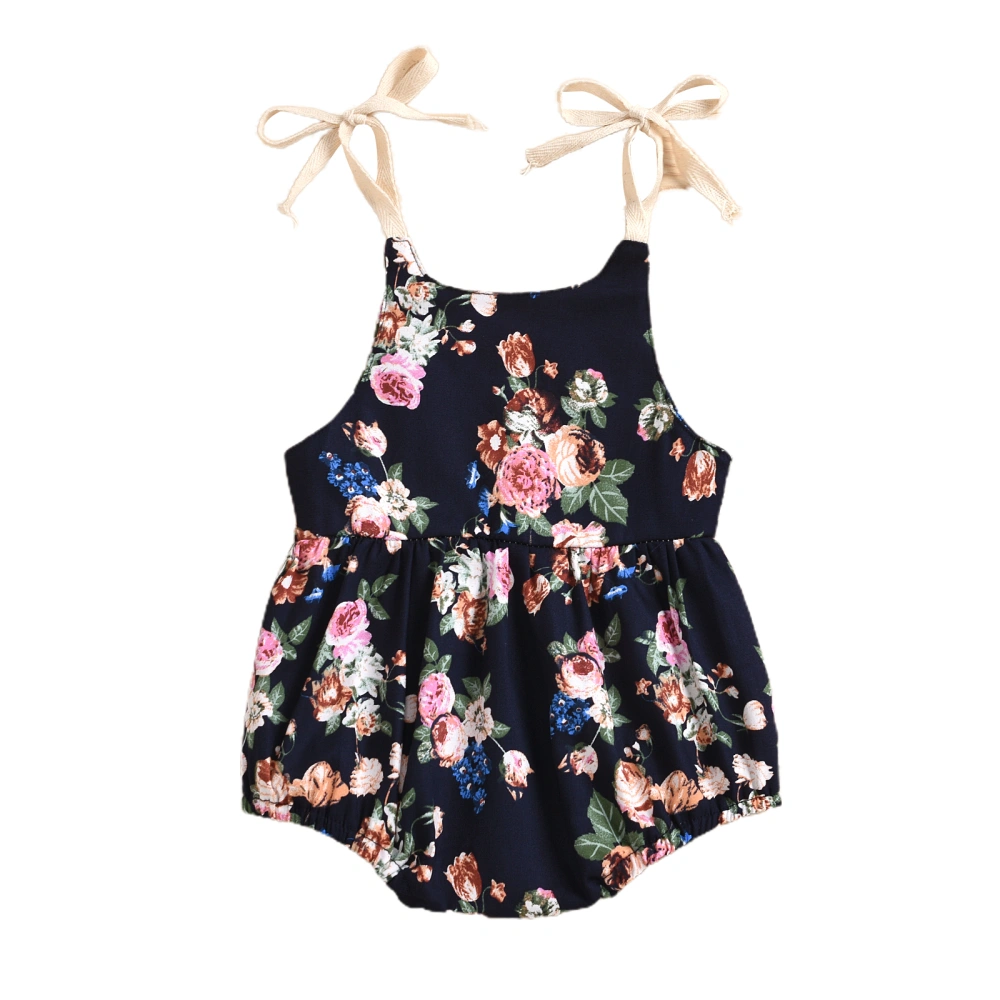 Baby Girls Fashion Floral Print Romper Stylish Sleeveless Romper