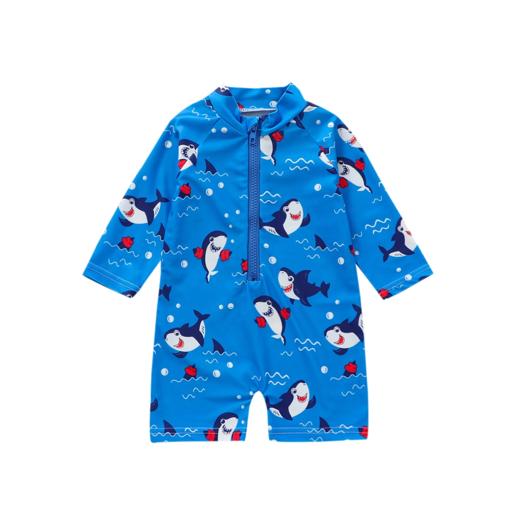 Baby Boys Rash Guard Swimsuit Long Sleeve Cartoon Shark Print Swimwear