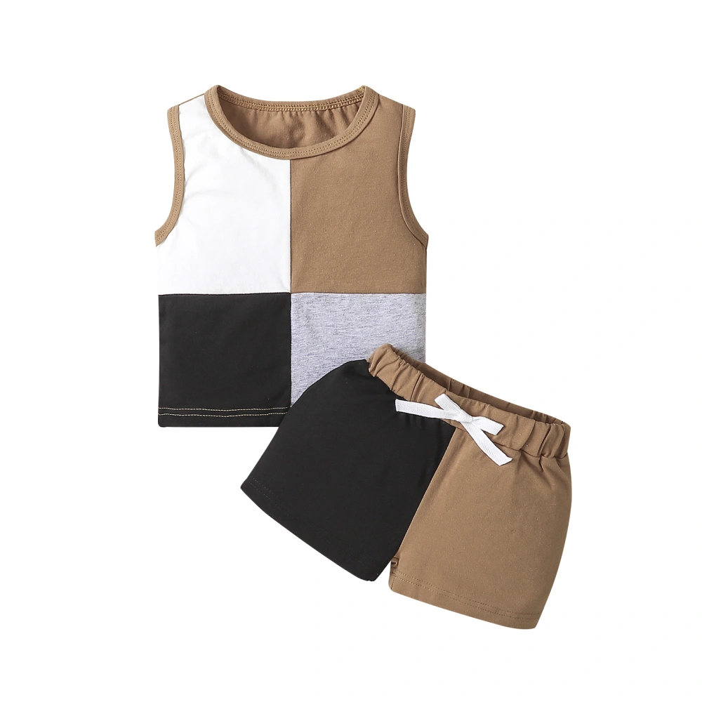 Baby Boys Shorts Set Contrast Color Tank Top with Elastic Waist Shorts