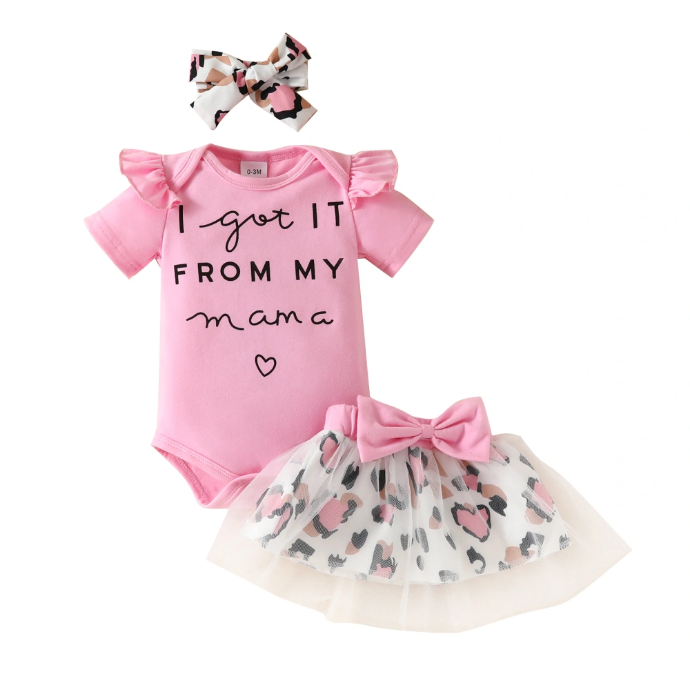 Baby Girl Clothes Suits Letter Print Romper Skirts Bow Headband