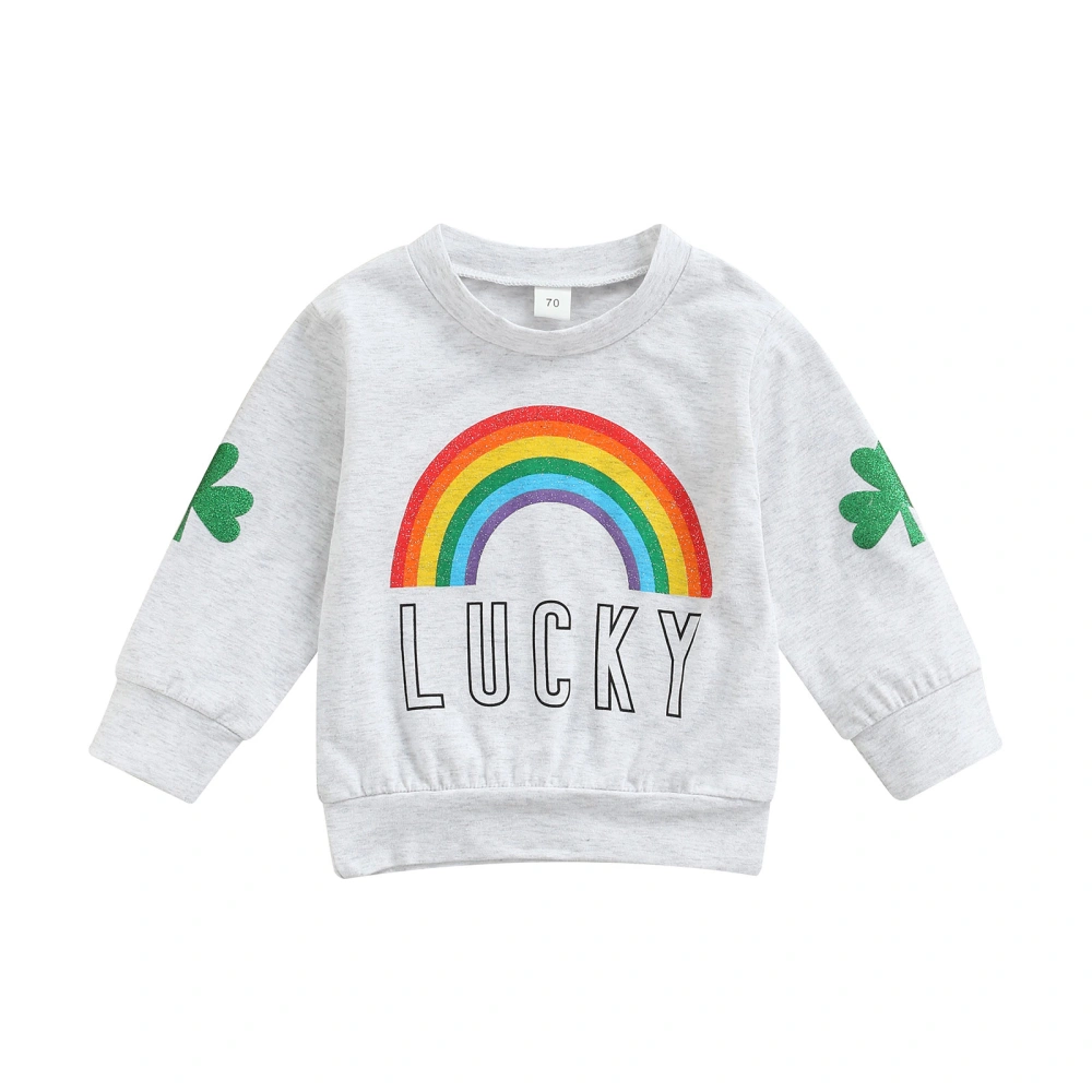 Baby’s Rainbow Letter Printing Round Neck Long Sleeve Sweatshirt