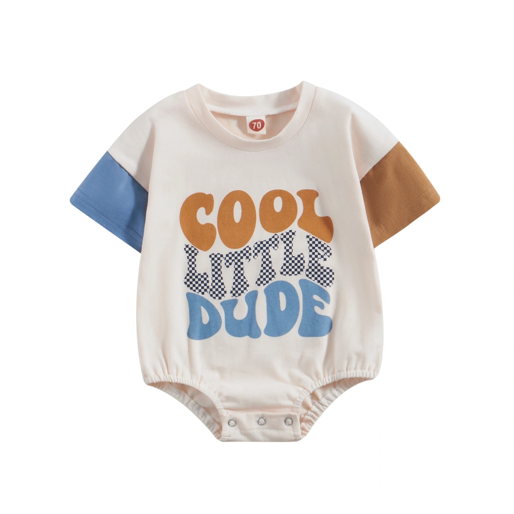 Baby Boys Summer Romper, Short Sleeve Letter Print Newborn Bodysuit