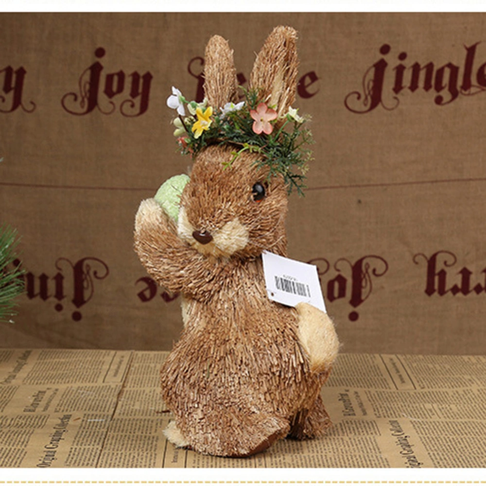 Easter Straw Rabbit Handicraft, Desktop Bunny Ornament for Bedroom