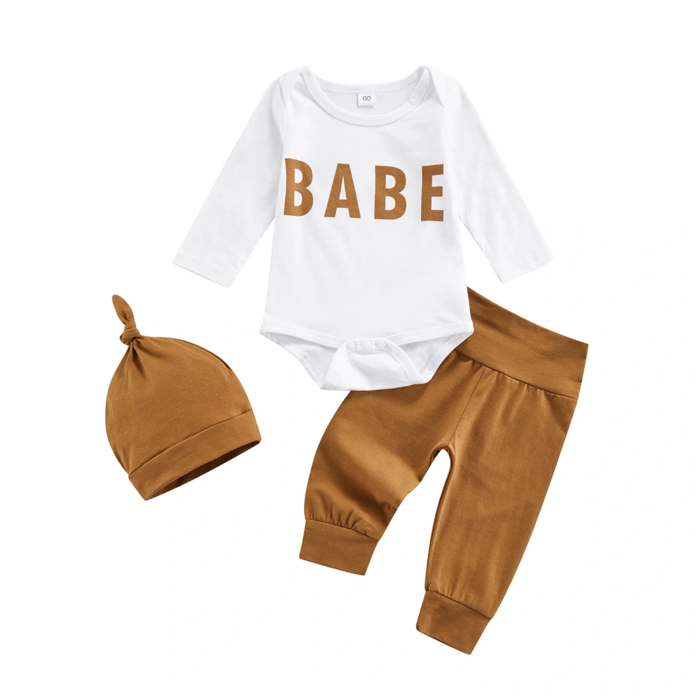 Baby Girls Boys Outfit, Letter Round Collar Romper, Long Trousers 