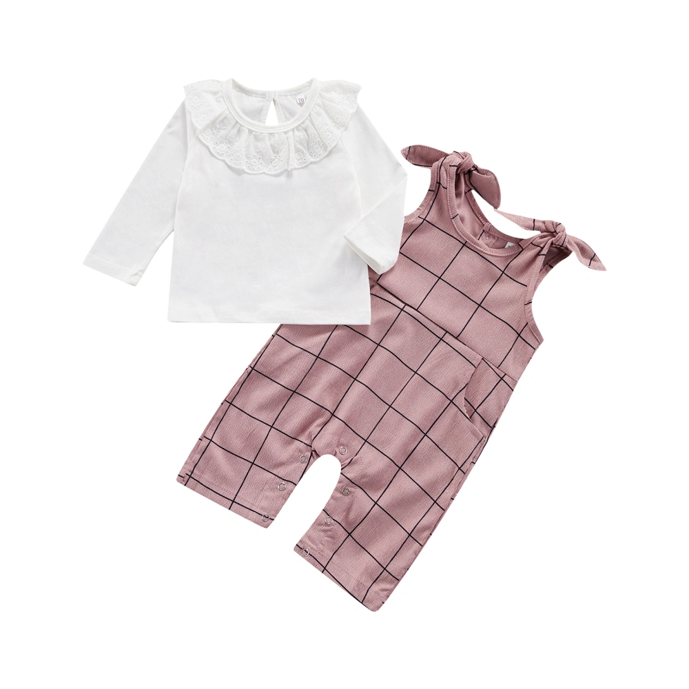 Baby Girls Outfit, Lace Splicing Long Sleeve Tops, Suspender Trousers