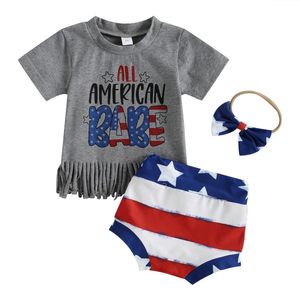 Independence Day Baby Clothes Letter Print T-Shirts Shorts Headband