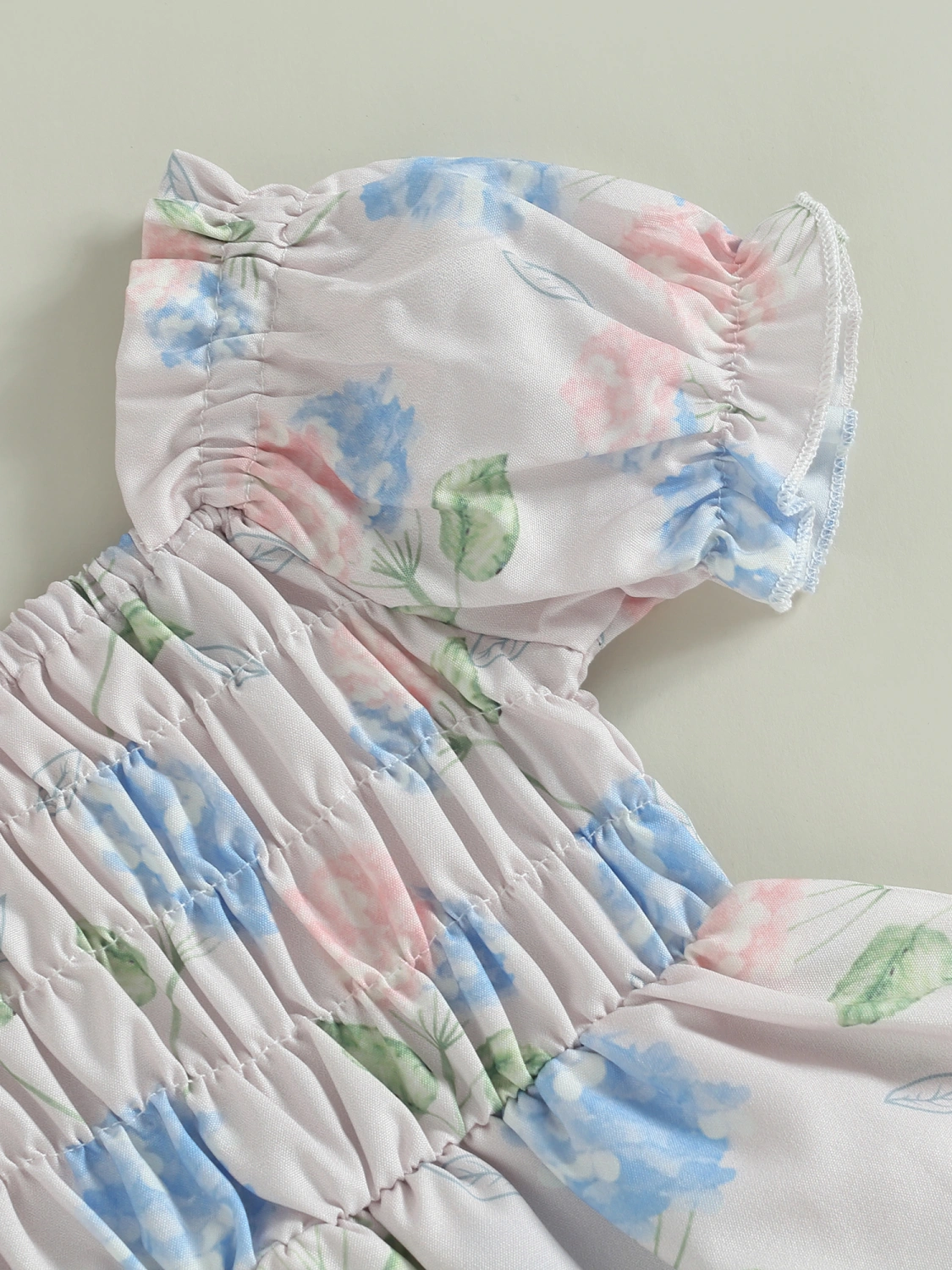 Baby Girls Romper Set Off-shoulder Floral A-line Dress + Headband