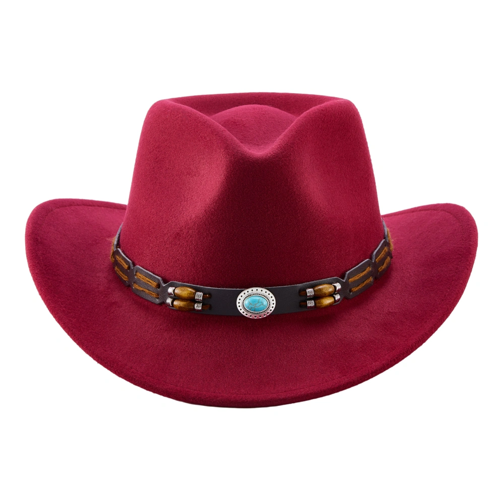 Western Cowboy Hat for Women Men Boho Cowgirl Hat with Beads Trim